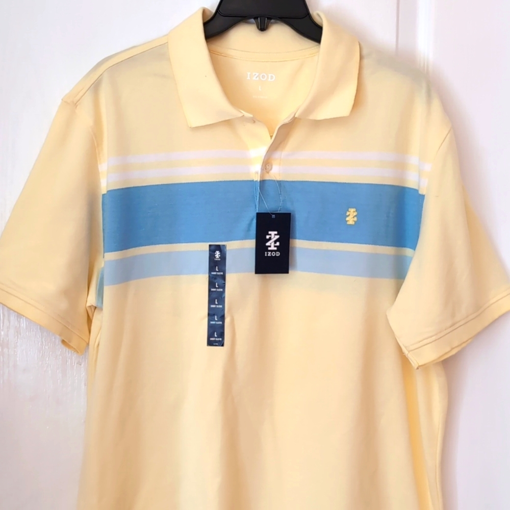 IZOD Cotton Blend Pale Yellow Polo Shirt. Size Large. NEW